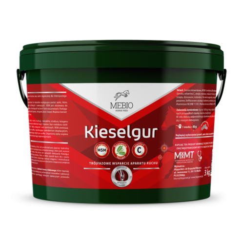Mebio Kieselgur MSM+WIT C suplement na wsparcie aparatu ruchu dla koni opakowanie 3 kg