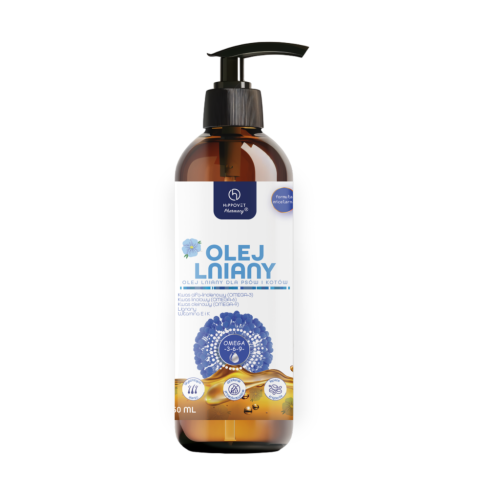 Hippovet Pharmacy olej lniany dla psów i kotów pojemność 250 ml